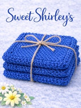 Bundle of 3 “Electric Blue” Sweet Shirley Dishcloths